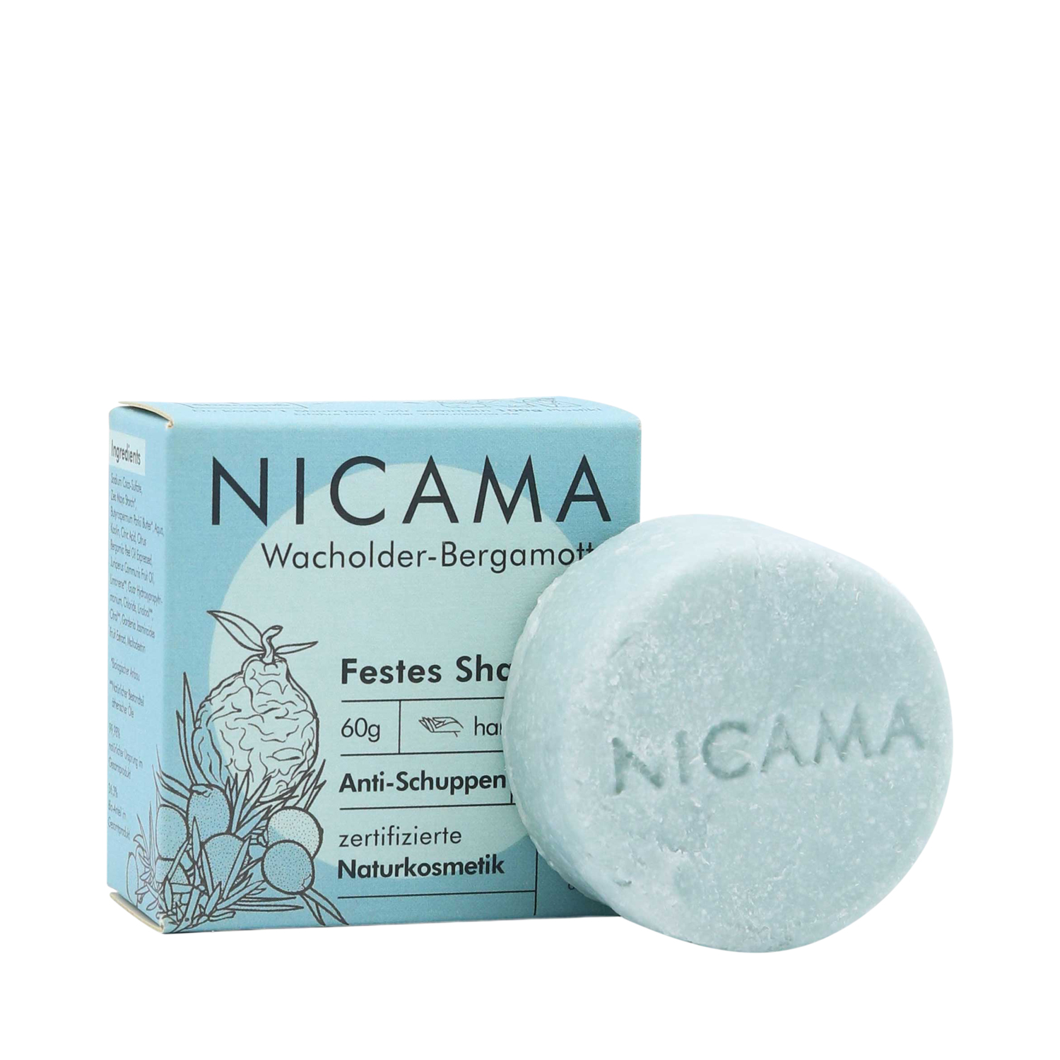 NICAMA - Festes Shampoo - Wacholder-Bergamotte - Anti-Schuppen