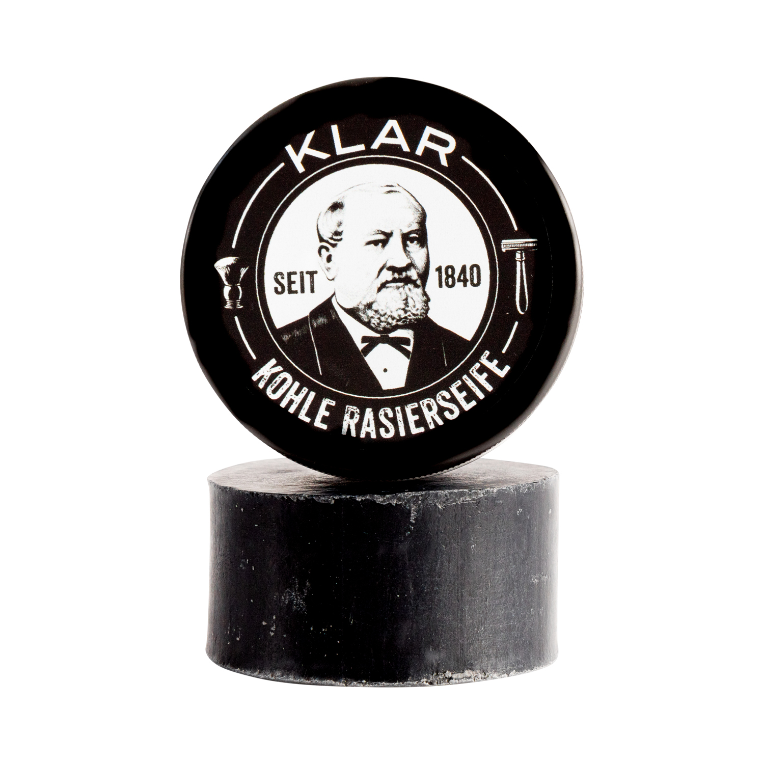 Klar's - Rasierseife - Aktivkohle - in der Dose - ohne Palmöl