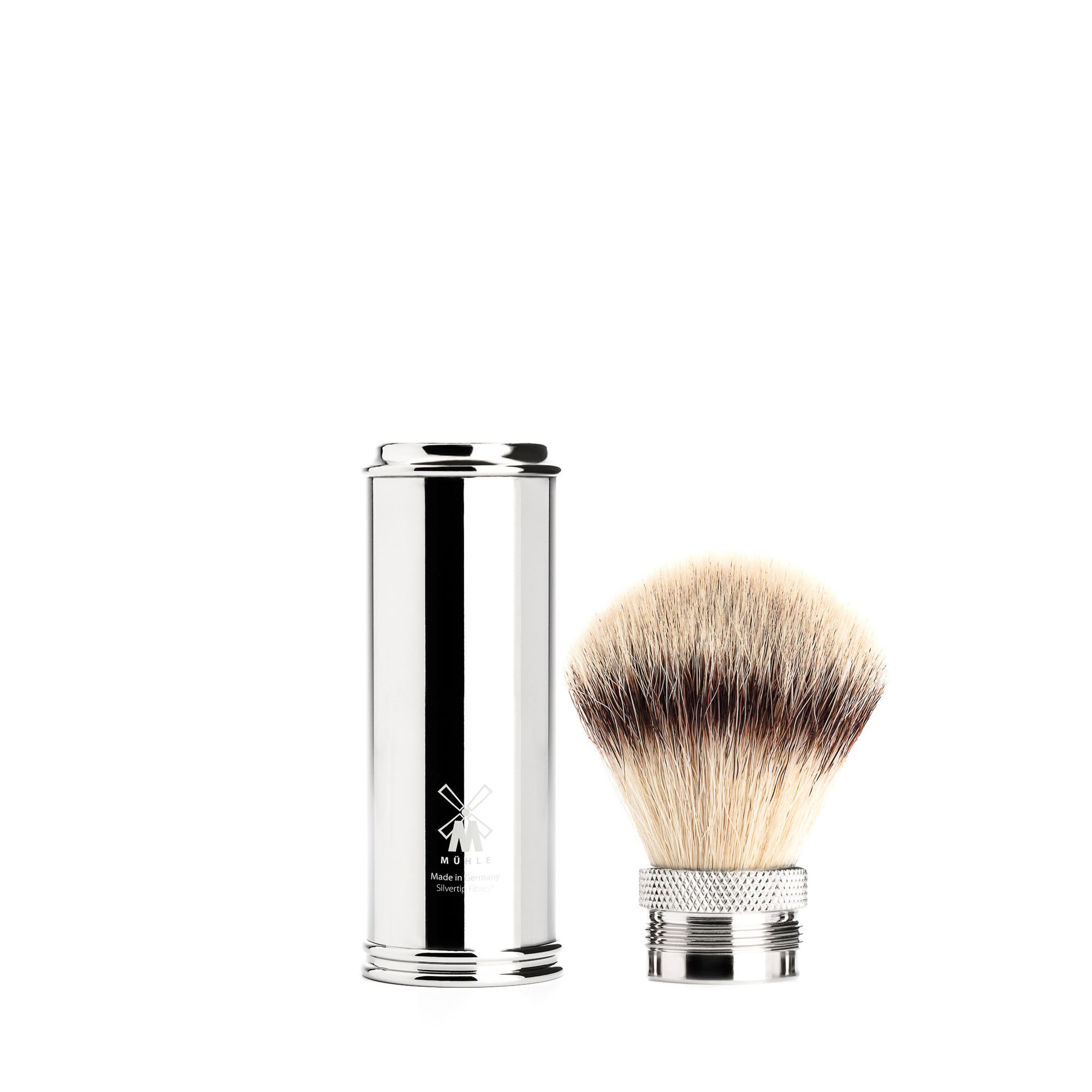 AMÜHLE - TRAVEL Serie - Reise-Rasierset - Gillette® Fusion™ & Silvertip Fibre® - braunes Leder-Etui