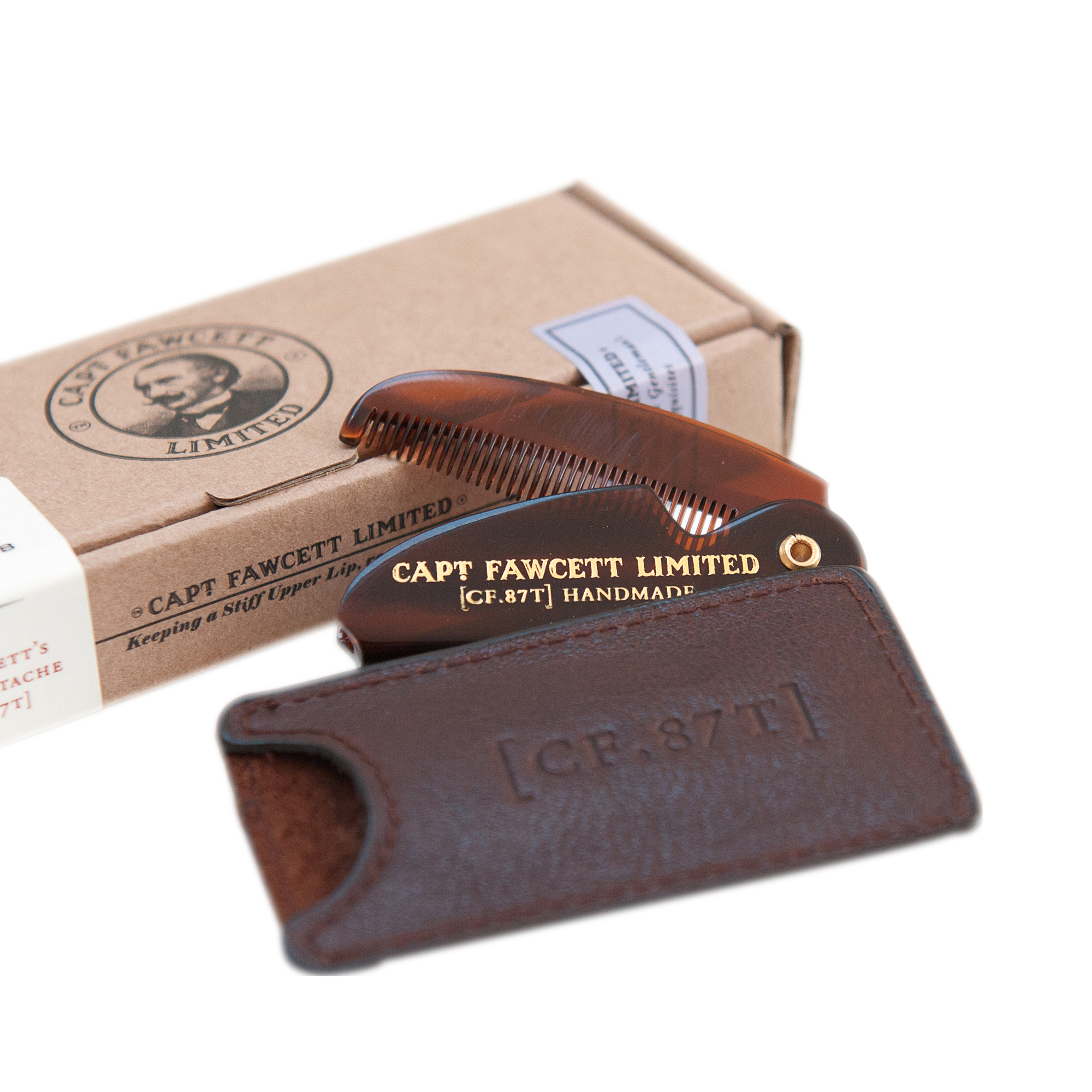 Captain Fawcett - Lederhülle für Schnurrbartkamm