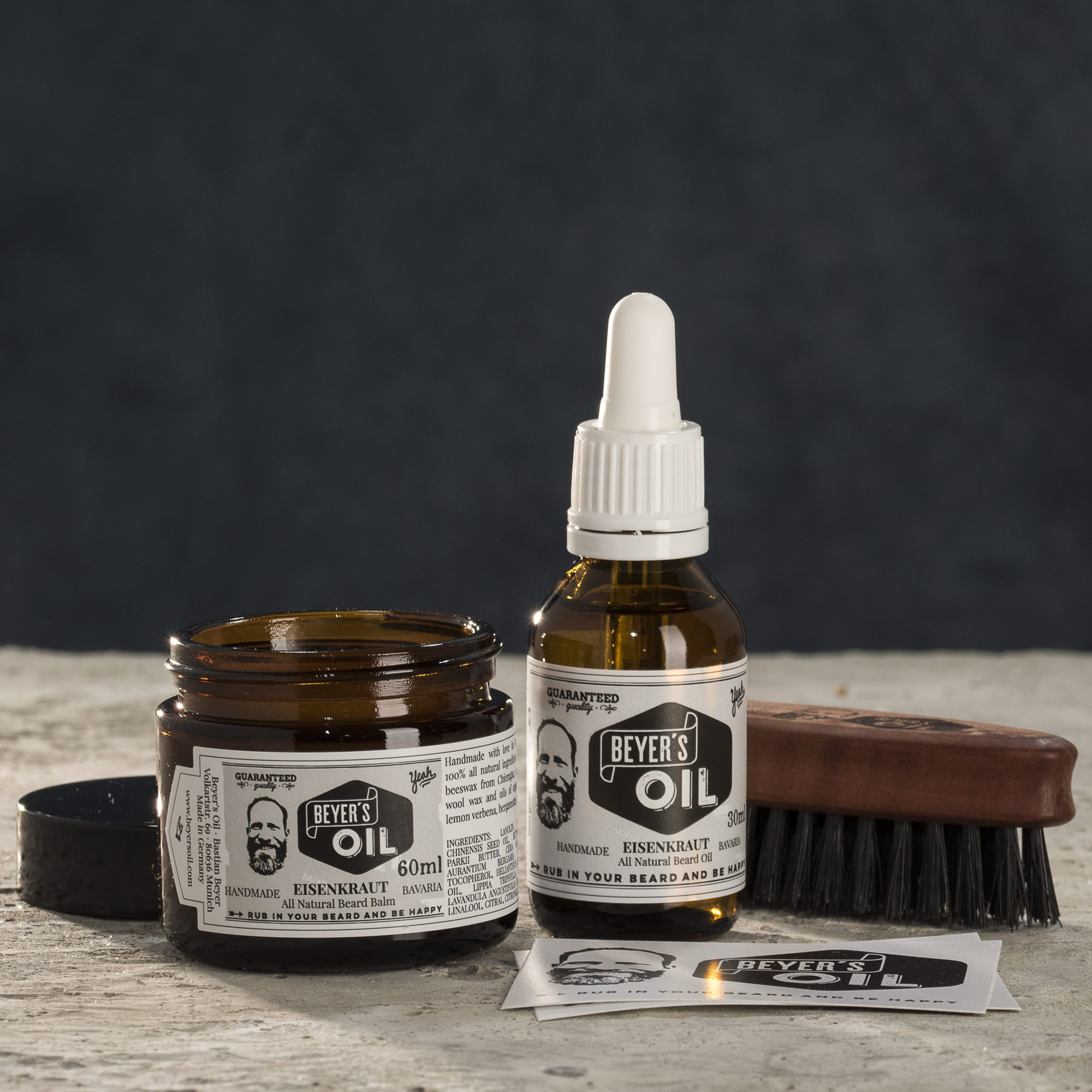 Beyer's Oil Box - 3-tlg. Set mit Bartöl, Bartbalsam & Bartbürste