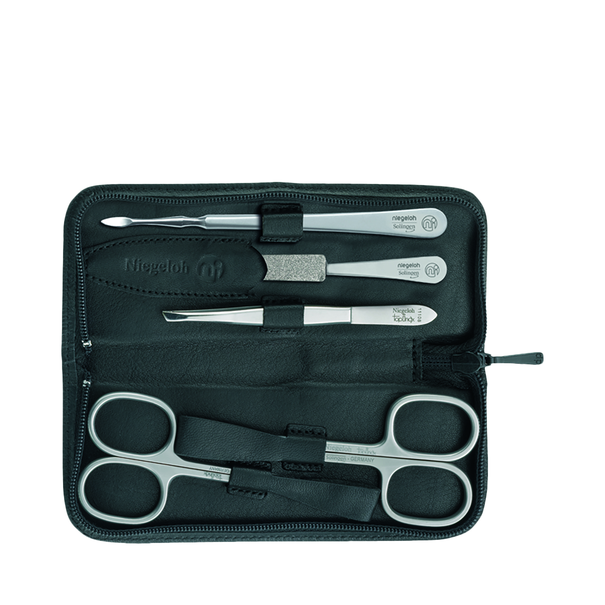Niegeloh - Nevada Zip L - 5-tlg. Maniküre-Set in hochwertigem Leder-Etui