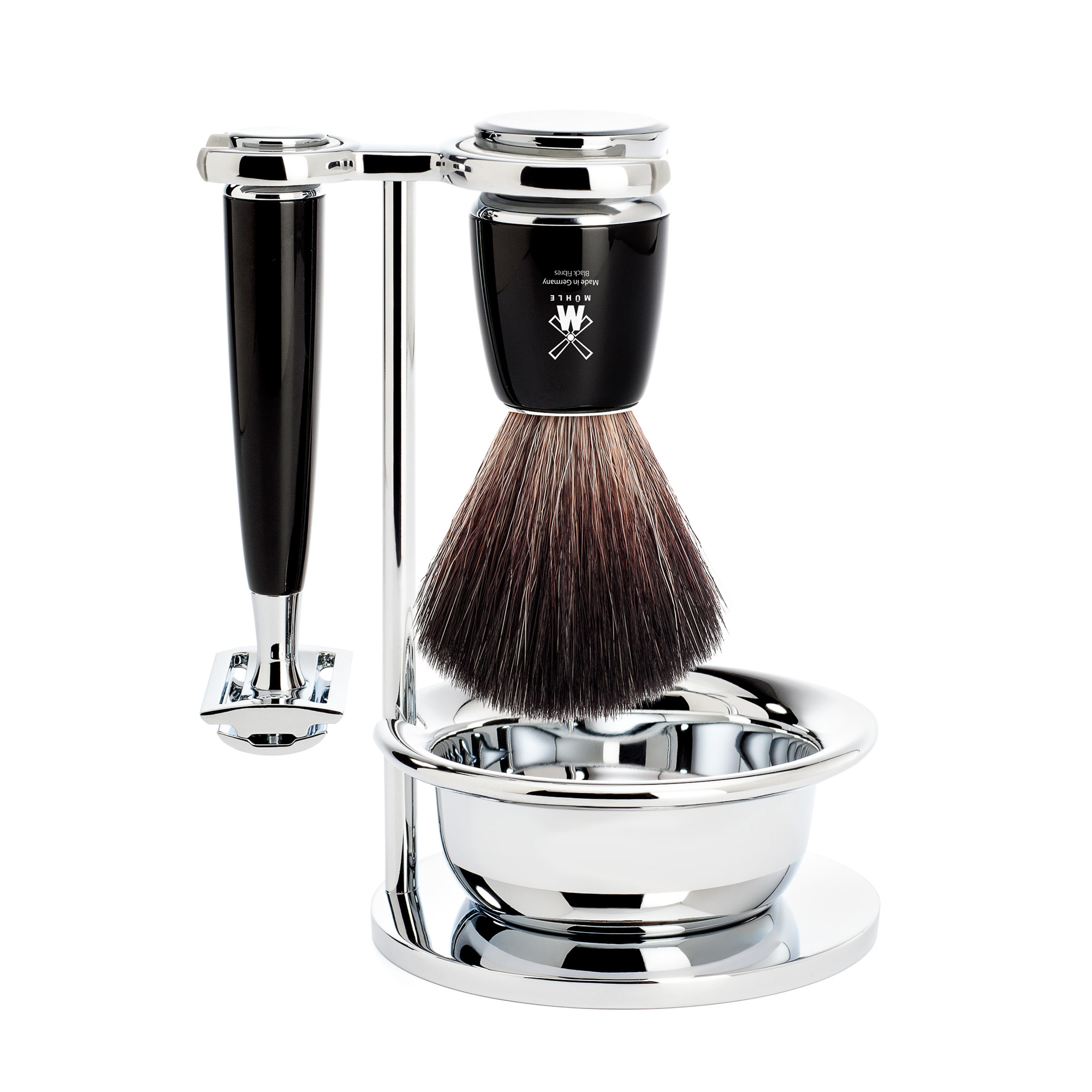 MÜHLE - Rasierset mit Schale - RYTMO - Black Fibre - Rasierhobel - Edelharz schwarz