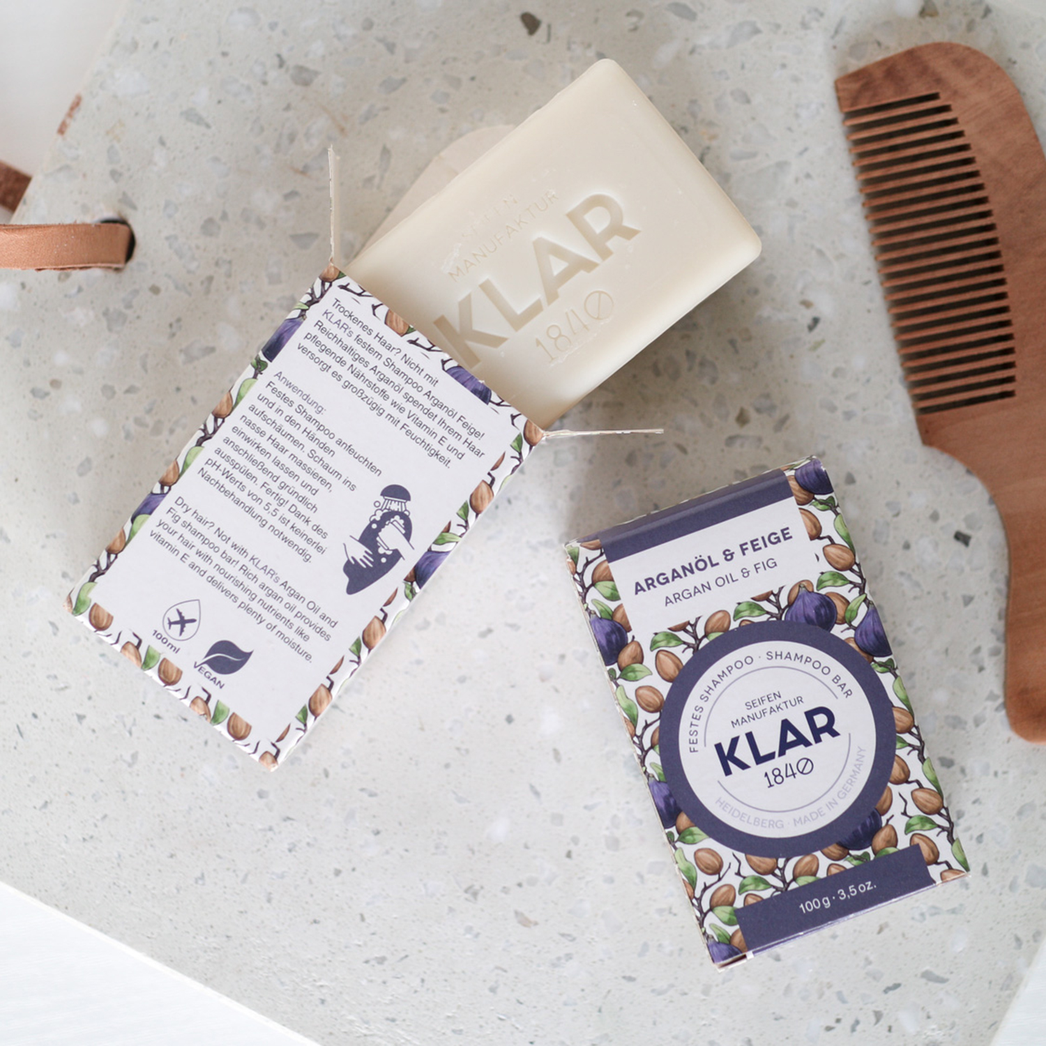 Klar's - Festes Shampoo - Arganöl & Feige - für trockenes Haar