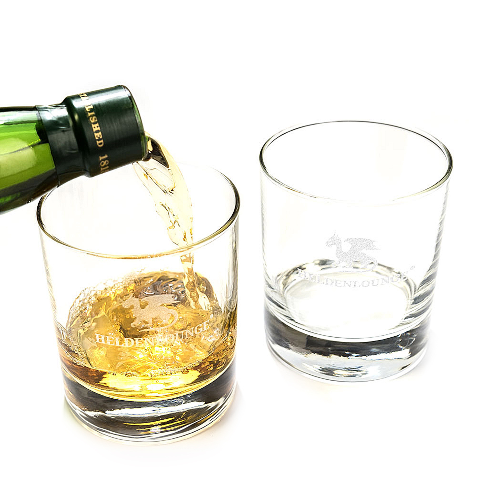 2 Heldenlounge Whiskeygläser - mit Gravur