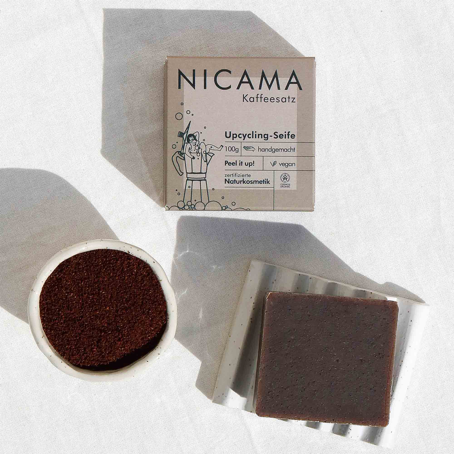 NICAMA - Upcyclingseife mit Peelingeffekt - Kaffeesatz