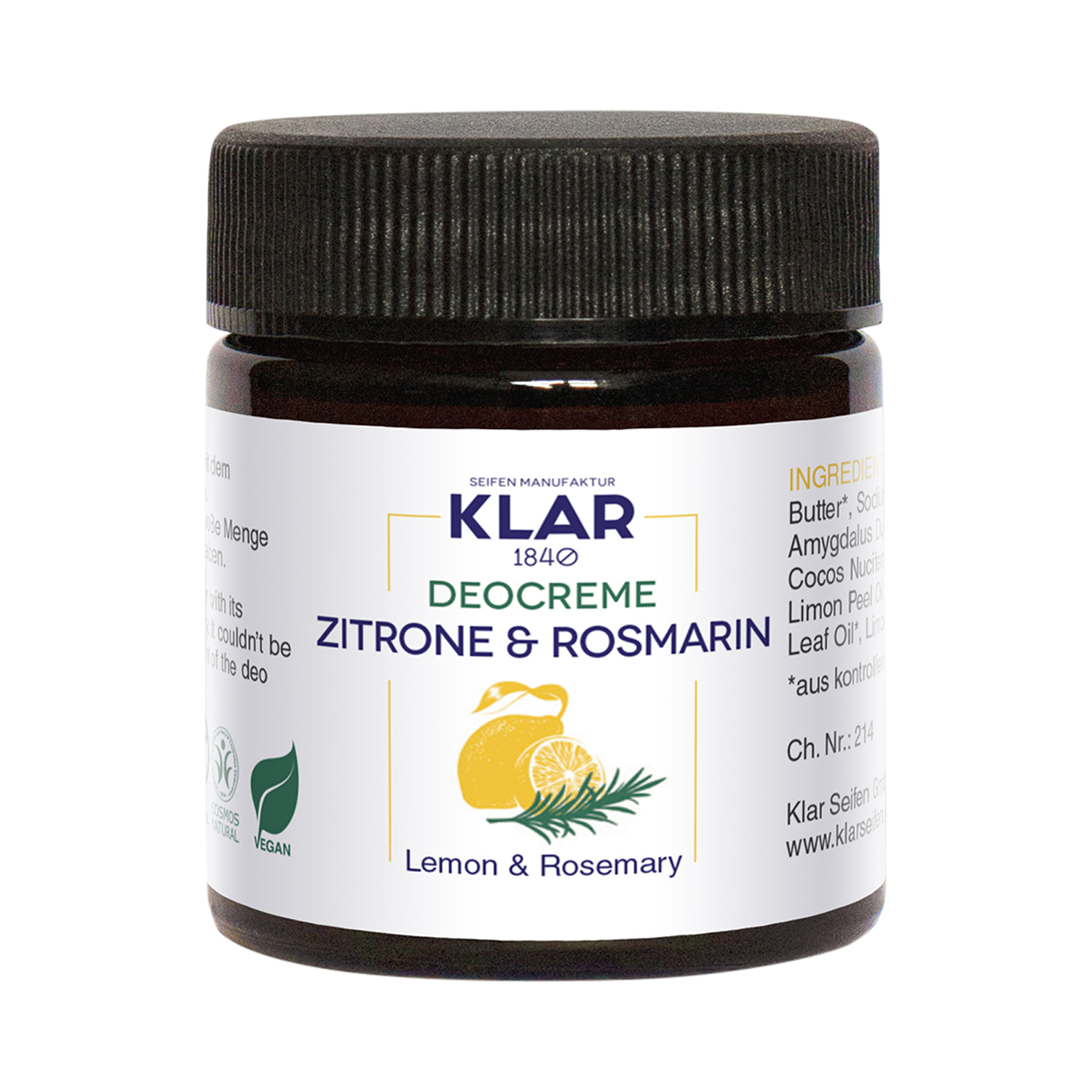 Klar's  - Deocreme - Zitrone & Rosmarin