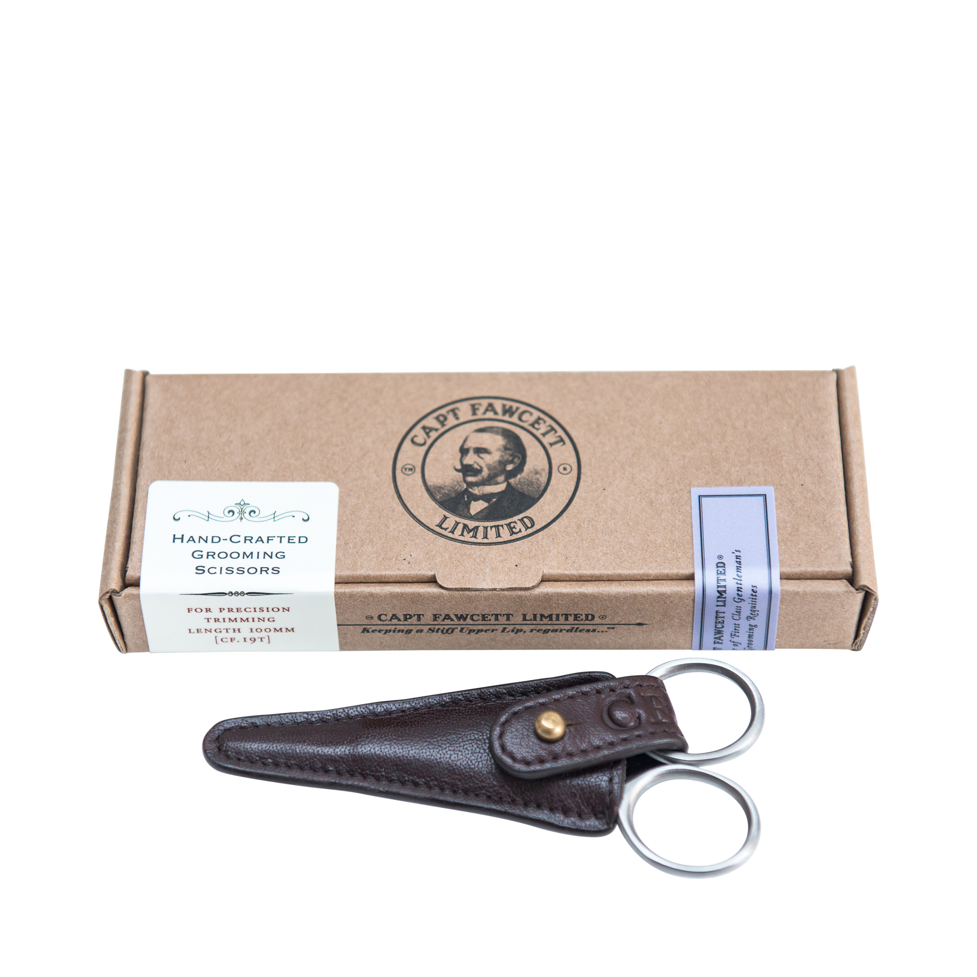 Captain Fawcett - Handgefertigte Bartschere mit Lederetui