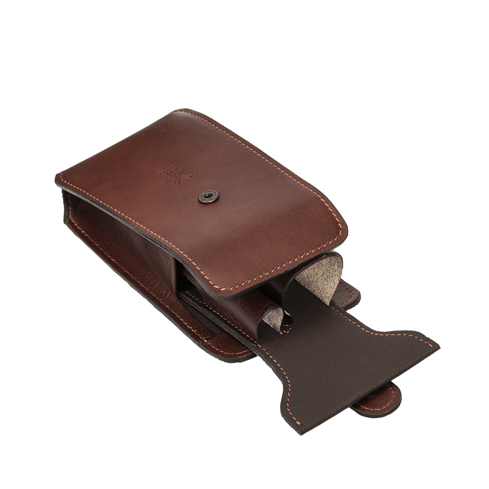 AMÜHLE - Leder-Etui für Rasierset - TRAVEL - braun (ohne Inhalt)