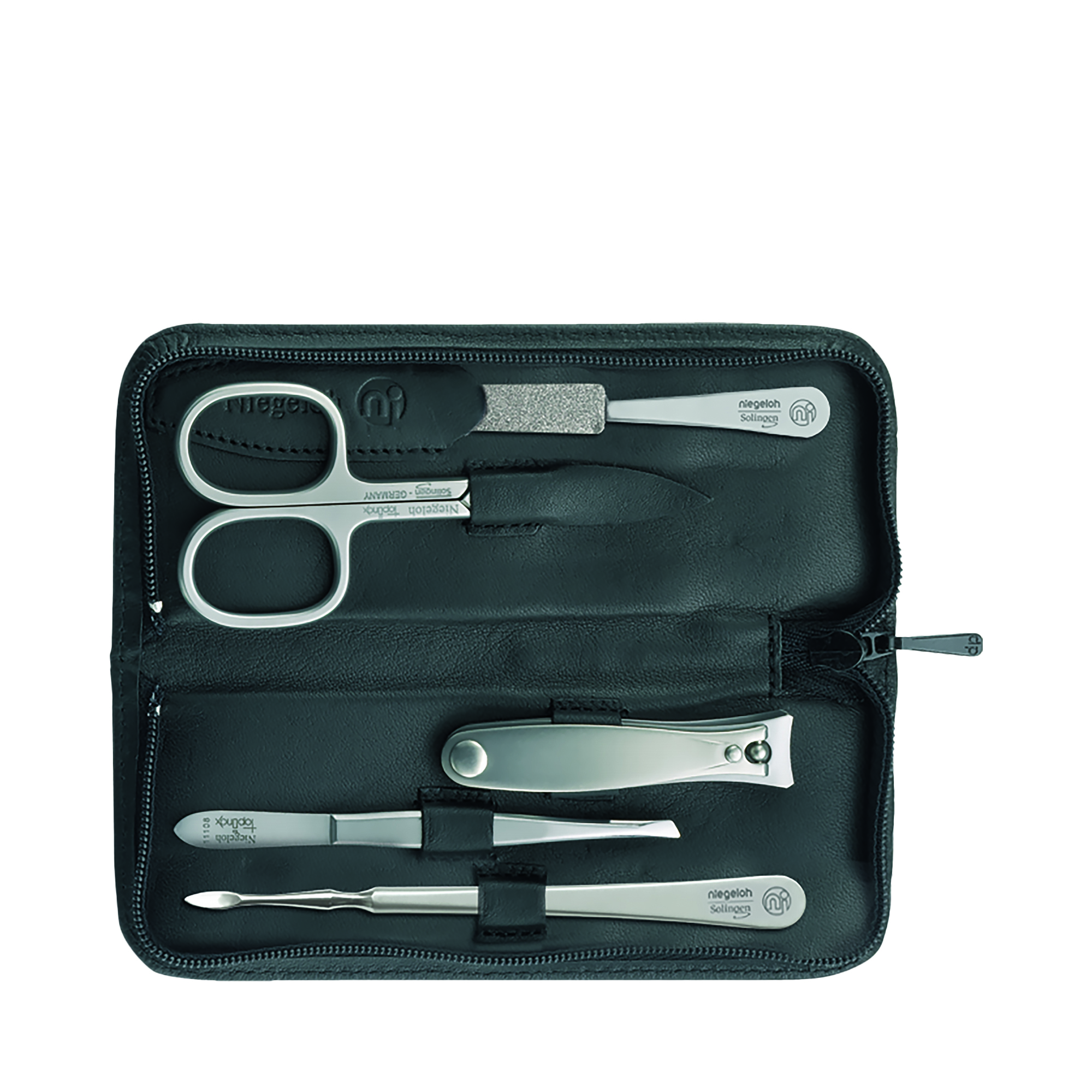 Niegeloh - Nevada Zip M - 5-tlg. Maniküre-Set in hochwertigem Leder-Etui