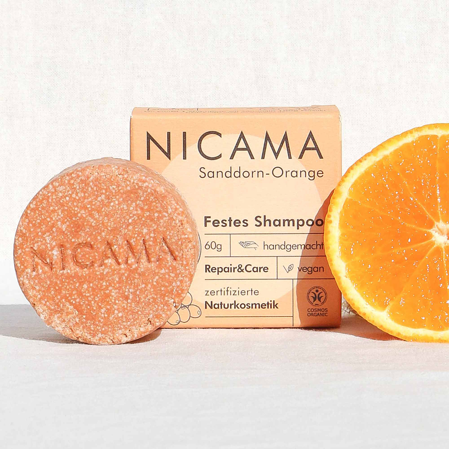 NICAMA - Festes Shampoo - Sanddorn-Orange - Repair & Care