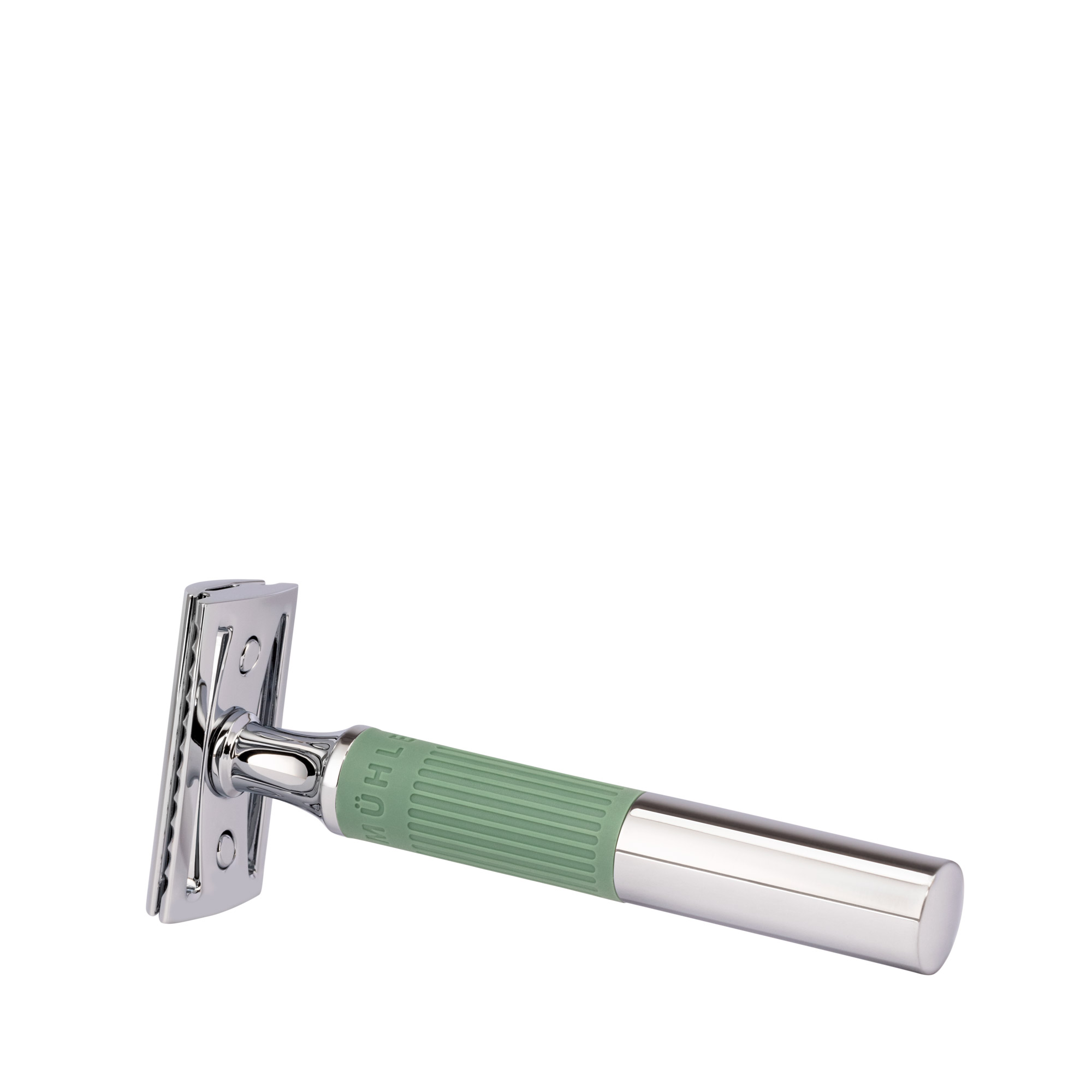 MÜHLE - Rasierhobel- NEO - Metall verchromt / salbeigrün
