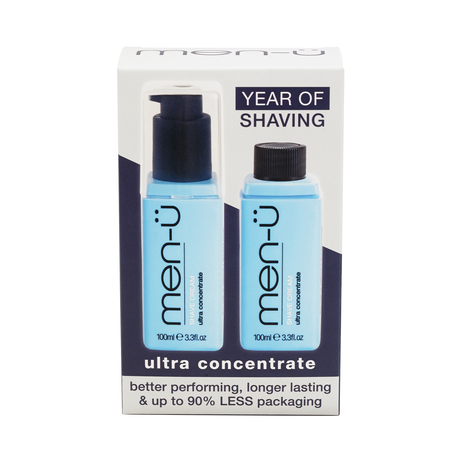 men-ü - Shave Cream Refill Kit - Rasiercreme mit Menthol - Starter- & Nachfüll-Set