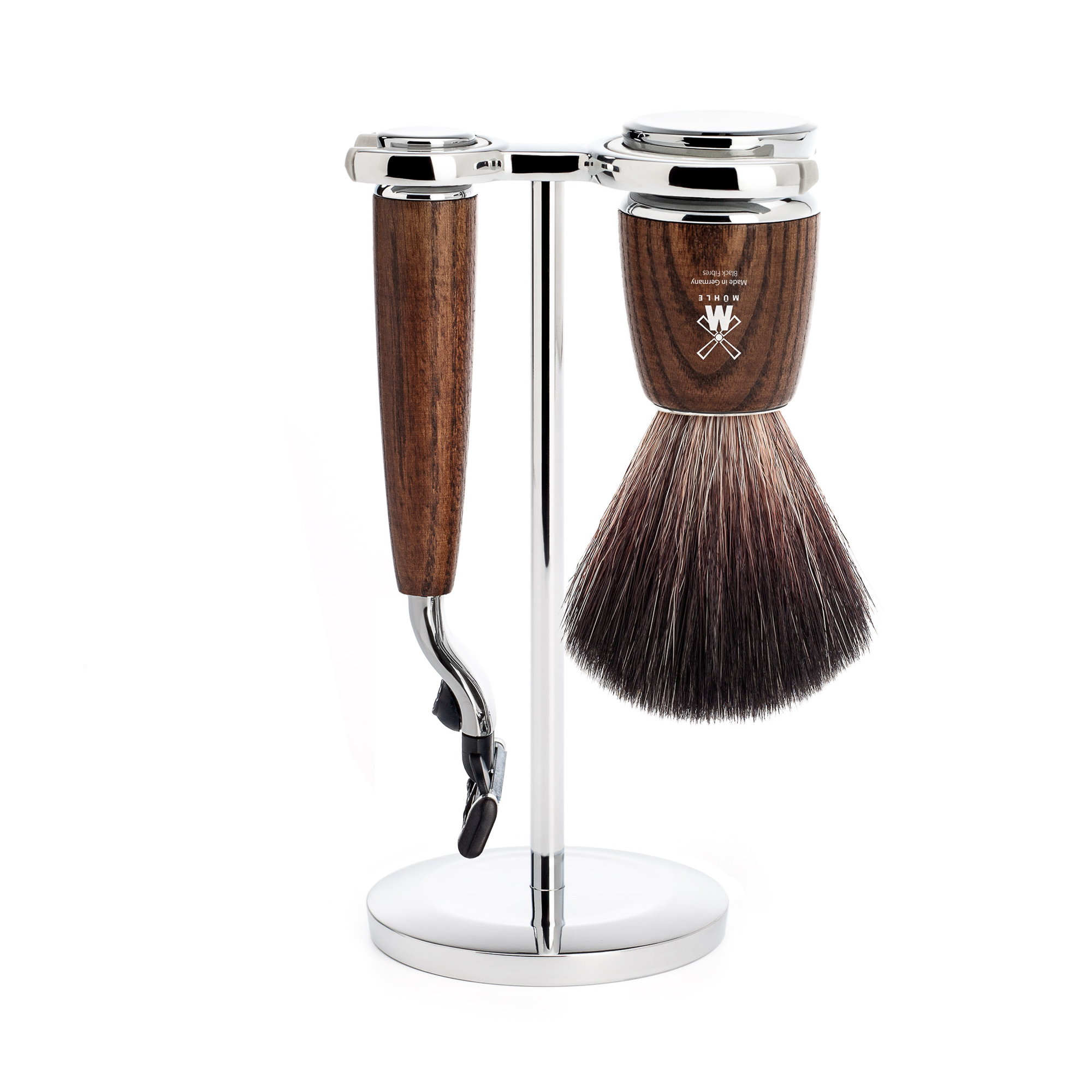 MÜHLE - Rasierset - RYTMO - Black Fibre - Gillette® Mach3® - Esche gedämpft