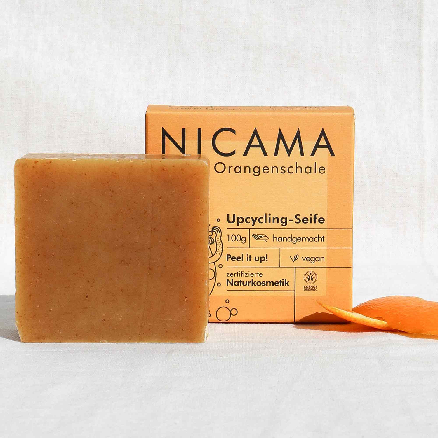 NICAMA - Upcyclingseife mit Peelingeffekt - Orangenschale