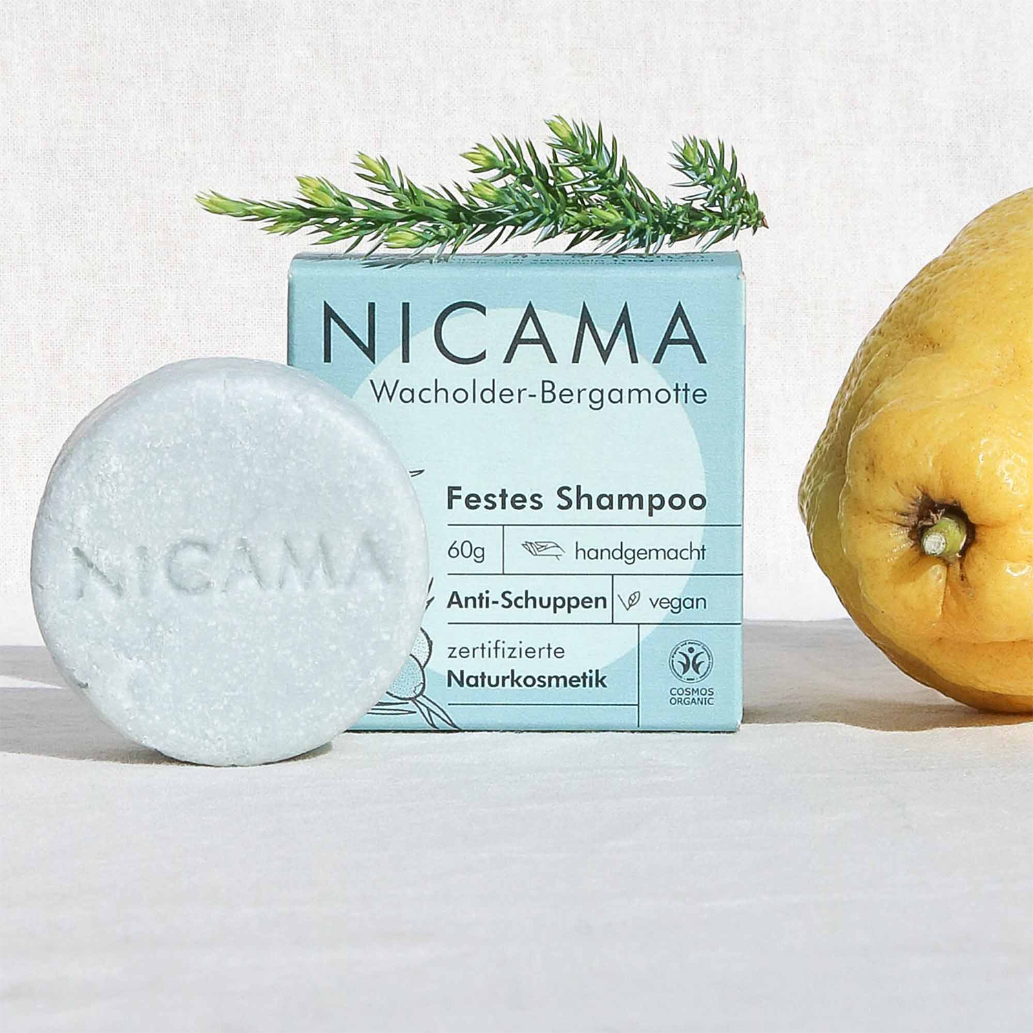 NICAMA - Festes Shampoo - Wacholder-Bergamotte - Anti-Schuppen
