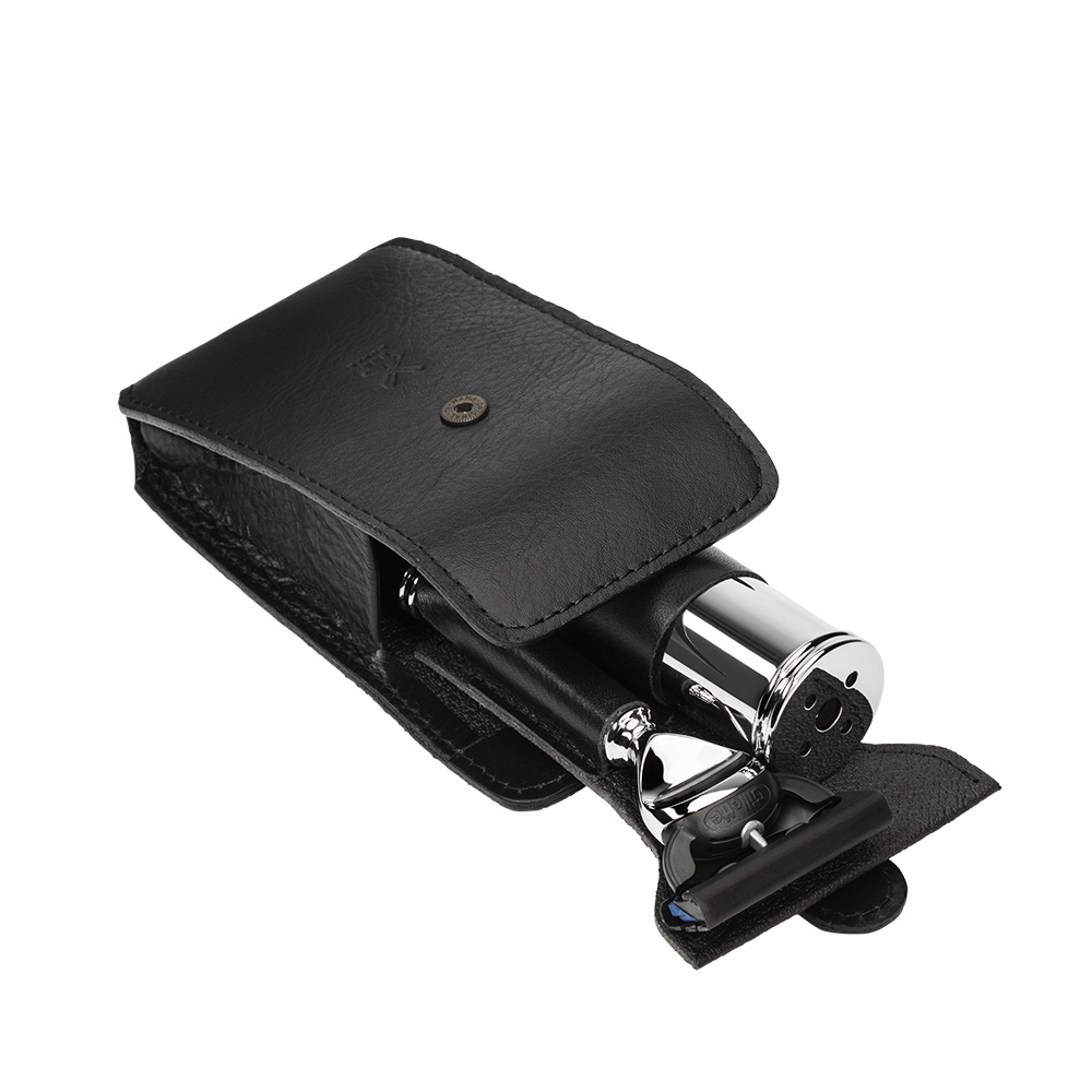 MÜHLE - Rasierset - TRAVEL - Gillette® Fusion™ - Silvertip Fibre® - Leder-Etui schwarz